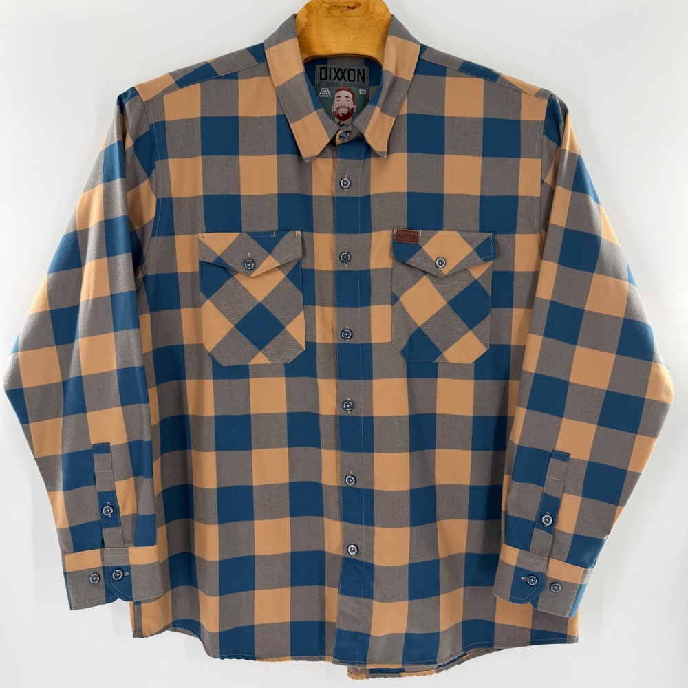 Dixxon Flannel Co B-Strong Blue Tan Buffalo Plaid D-Tech Shirt Mens 3X
